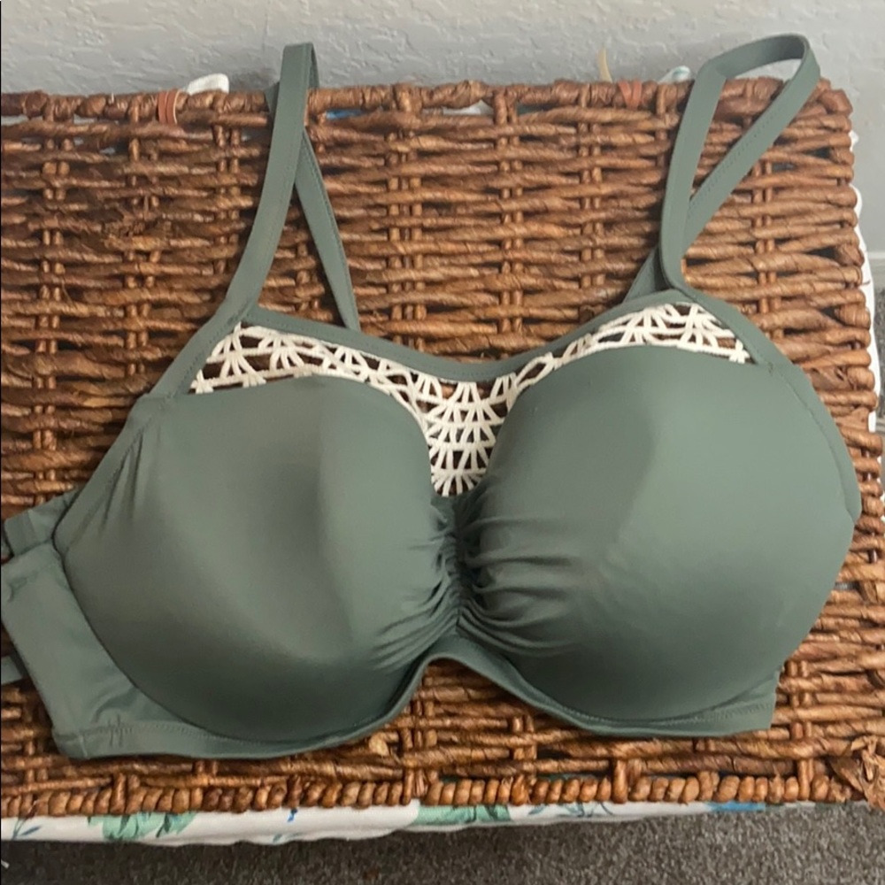 Olive green bathing suit top